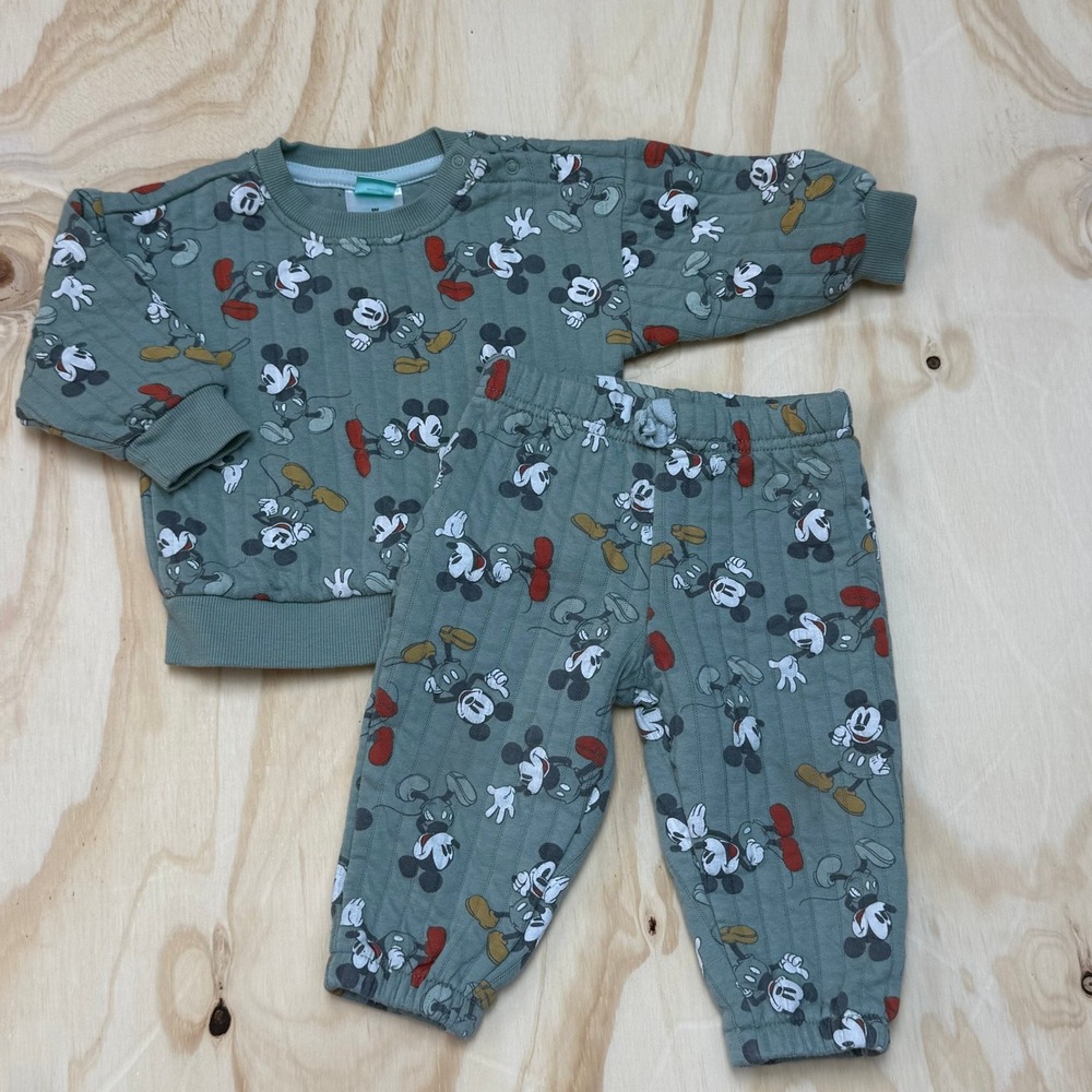 Disney Baby Mickey Mouse Quilted Sweatshirt and Joggers Set Sage Green 9M